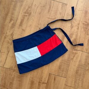 Tommy Hilfiger Vintage Navy Colorblock Coverup Sarong with Red & White Block